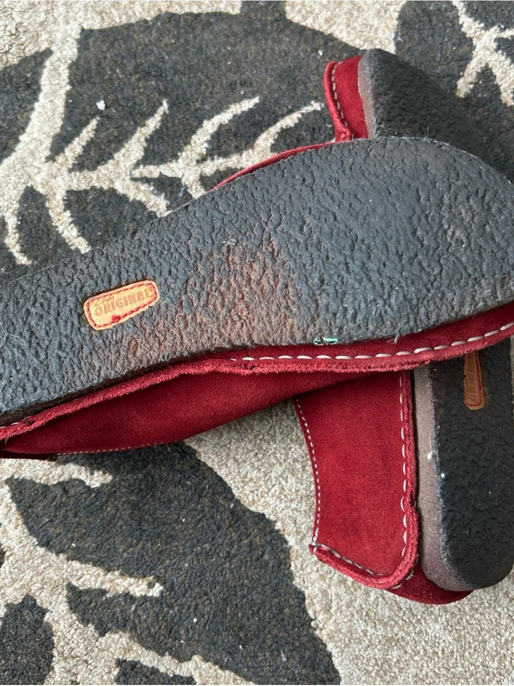 Clarks Originals Faraway Field Red Suede Moccasin Shoes Size 9M Boho